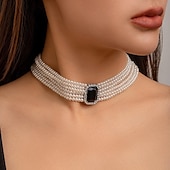 levne Náhrdelníky-Obojkové náhrdelníky Perly Dámské Elegantní umělecké Boncuklar Svatba Kruh Náhrdelníky Pro Svatební Párty Narozeniny