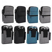 baratos saco de telefone universal-Capa de telefone jeans universal de 7,2 polegadas bolsa de cintura com zíper bolsa de cintura pendurada diagonal bolsa cruzada