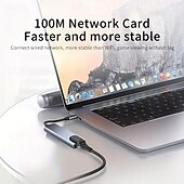 お買い得  USBハブ-タイプ C8 オールインワン ドック、ネットワーク カード付き USB3.0 ハブ、ラップトップ ドック ハブ