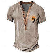 preiswerte Ethnischer Stil-Herren Grafik Stammes Henley Hemd Kurzarm 3D-Druck Mode Designer Basic Täglich Sommer Hellblau Grün Khaki Stehkragen Henley T-Shirt