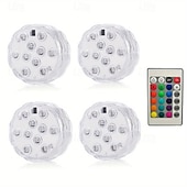 cheap Underwater Lights-1/2/4 Pcs, Submersible LED Pool Lights with Infrared Sensor, Waterproof Underwater Pool Lights for Inground Pool ,Color Changing Underwater Lights for Ponds Battery Operated