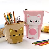 cheap Storage &amp; Organization-Standing Pencil Case Back to School Cute Telescopic Pen Holder Standing Pencil Pouch Organizer Pop up Pencil Bag Cosmetics Bag Portable Kawaii Stationary