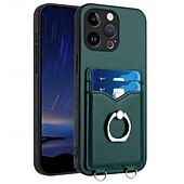 economico Cover per iPhone-telefono Custodia Per iPhone16 iPhone 15 Pro Max Plus iPhone 14 13 12 11 Pro Max Plus Mini SE Per retro Supporto ad anello Slot per schede Resistente agli urti Retrò TPU Metallo pelle sintetica