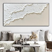 preiswerte Abstrakte Gemälde-weiße Wellen abstrakte Malerei handgemachte weiße Wand Kunst horizontale Malerei Kunst weiß strukturierte Welle Malerei Wand Kunst weiß Leinwand Ölgemälde Wand Kunst weiß abstrakte Ozean Wand Kunst