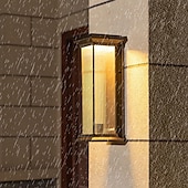 cheap Outdoor Wall Lights-LED Outdoor Wall Lights Warm White 22cm Single Head Coffee Gold 20W Rainproof Wall Mounted Lighting with Striped Acrylic Shade Porch Lights for House Garage Patio Lamp 110-240V