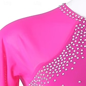 voordelige Schaatsjurken-Kunstschaatsjurk Dames Voor meisjes Schaatsen Jurken Rode roos Lapwerk Open achterkant Netstof Spandex Hoge Elasticiteit Opleiding Oefenen Professioneel Kunstschaatskleding Klassiek Kristal
