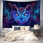 levne Tapiserie Blacklight-blacklight gobelín uv reaktivní záře ve tmě záře party neon psychedelický trippy misty závěsný gobelín sova nástěnná malba pro obývací pokoj ložnice