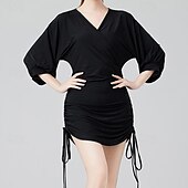 cheap Exotic Dancewear-Exotic Dancewear Dress Pure Color Women&#039;s Performance Daily Wear 3/4 Length Sleeve Elastane