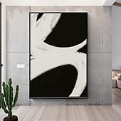 abordables Peintures Abstraites-grande peinture à l&#039;huile de texture abstraite faite à la main art mural peint à la main peinture à l&#039;huile de texture art mural abstrait noir et blanc peinture blanche noire art mural moderne