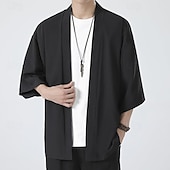 economico Giubbotti e cappotti da uomo-Per uomo Mantello / mantelle Giacca Kimono Esterno Giornaliero Crema solare Traspirante Primavera estate Liscio Di tendenza Informale Colletto Standard Nero Bianco Rosa Blu Grigio chiaro Giacca