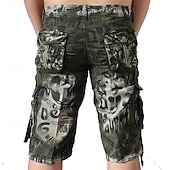 abordables Classique-Homme Shorts cargo Short camouflage Shorts de Randonnée Multi-poches Camouflage Longueur Genou Quotidien ancien Streetwear Vert Véronèse Bleu