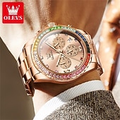 billige Kvartsklokker-OLEVS Herre Kvarts klokker Kreativ Mote Armbåndsur Selvlysende Kalender Kronograf VANNTETT Stål Klokke