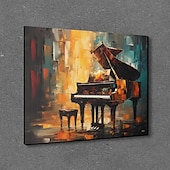 economico Ritratti-pittura a olio astratta per pianoforte fatta a mano su tela di arte della parete pianoforte pittura di arte arte della parete pciture per i musicisti pianista pittura a olio di opere d'arte pianoforte