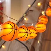 cheap Battery String Lights-1pc Waterproof Football String Light with Remote Control, Euro Cup Football/Baseball/Rugby/Basketball/ String Light 3M-20Leds Indoor and Outdoor Atmosphere Decoration Light String Beer Festival