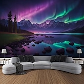 tanie gobelin krajobrazowy-natura wiszące gobelin wall art duży gobelin mural wystrój fotografia tło koc kurtyna strona główna sypialnia salon dekoracja północne światło aurora