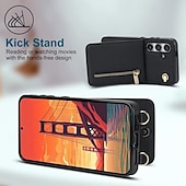 cheap Samsung Cases-Phone Case For Samsung Galaxy S24 S23 S22 S21 S20 Ultra Plus FE S25 Ultra Back Cover Wallet Case Zipper with Lanyard Kickstand Retro TPU PU Leather