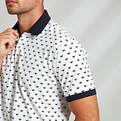 abordables Polo élite pour-Homme Plaid Manche Courte Polos Col Rabattu Occasionnel Vêtement décontracté de travaile Formel Extérieur Soirée Imprimé Été Noir