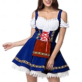 olcso Dirndl-Női Karneváli Oktoberfest Dirndl Sör Jelmez Ing és Köténnyel Bajor Wiesn Hagyományos Stílusban
