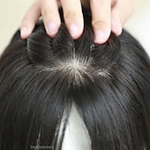 economico Pezzi di capelli umani e toupet-toppers per capelli per donna capelli veri con frangia molefi topper estensioni dei capelli pezzi di capelli per diradamento dei capelli parrucche capelli remy premium