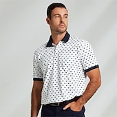 abordables Polo élite pour-Homme Plaid Manche Courte Polos Col Rabattu Occasionnel Vêtement décontracté de travaile Formel Extérieur Soirée Imprimé Été Noir