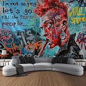 olcso művészeti kárpitok-utcai graffiti trippy függő kárpit fal művészet nagy kárpit falfestmény dekoráció fénykép háttér takaró függöny otthon hálószoba nappali dekoráció