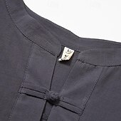 economico Casual da lavoro-Per uomo Camicia Camicia di lino Camicia con colletto cinese Camicia con colletto alla coreana Camicia popover Camicia casual Semplice Vacanza Streetwear Nero Bianco Grigio Manica Corta Collo alla