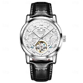 abordables Relojes mecánicos-OLEVS Hombre Relojes Mecánico Moda Reloj Casual Reloj de Muñeca Cuerda Automática Luminoso Calendario Fecha Semana Piel Reloj