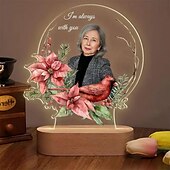 Недорогие Памятный подарок-персонализированная светящаяся фоторамка «Я всегда с тобой» — индивидуальный акриловый ночник, памятные подарки на память о потере любимого человека, украшение на память