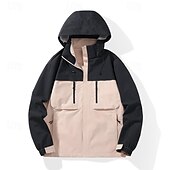 economico Softshell, pile e giacche da escursionismo-Per uomo Giacca Softshell Giubbino da escursione All&#039;aperto Color Block Antivento Resistente all&#039;acqua Giacca a vento Viaggi Nero Avorio Rosa Cachi
