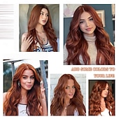 cheap Party Wigs-Wig for Women, 24 Inch Middle Part Curly Wigs Natural Looking Heat Resistant Synthetic Fiber Elastic Band Cap Wig Halloween Wigs