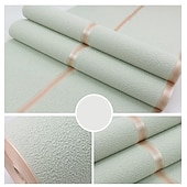 abordables Papel tapiz geométrico y rayas-Fondos de pantalla frescos mural de pared moderno 3d grueso no tejido imitación piel de venado terciopelo rollo de papel tapiz no autoadhesivo rayas verticales para dormitorio sala de estar fondo de
