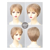 voordelige Synthetische trendy pruiken-Synthetische pruiken Natuurlijk recht Korte bob Zijdeel Pruik 25.4 cm Lichtgoud Synthetisch haar Dames Meerkleurig