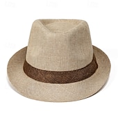 olcso Fedora kalap-Férfi Kentucky Derby Hat Szalmakalap Keménykalap Fekete Sötétszürke ágynemű Divat Alkalmi Utca Napi Színes Fényvédő Légáteresztő
