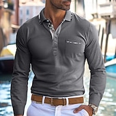 preiswerte Herren Klassisches Polo-Herren Poloshirt Golfhemd Arbeit Casual Kargen Gerippter Polokragen Kurzarm Basic Modern Farbblock Patchwork Taste Frühling Sommer Regular Fit Hellgelb Hellblau Meerblau Violett Rubinrot Aprikose