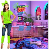 זול תלבושות-רטרו\וינטאג' שנות ה-80 להתאמן סט אביזרים חולצת רשת דייגים תחפושות בגדי ריקוד נשים נשף מסכות מפלגה יום יומי\קז'ואל מצעד הגאווה מבוגרים עליון כפפות עוד אביזרים כל העונות