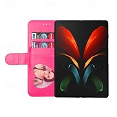 Недорогие Чехлы для Samsung-телефон Кейс для Назначение SSamsung Galaxy Z-сгиб 6 Z Fold 5 Z Fold 4 Z Fold 3 Кошелек для карт Магнитный Молния с ремешком на запястье Ретро ПК Кожа PU