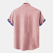  Voor heren Overhemd linnen overhemd Strand hemd Hawaiiaans overhemd Kokosnootboom Vakantie Feestdagen Blozend Roze blauw khaki Korte Mouw Strijkijzer Zomer Kleding