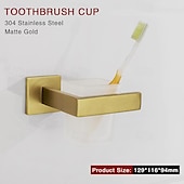 お買い得  バスルームオーガナイザー-バスルームハードウェアアクセサリー ステンレススチール 壁取り付け式 ブラッシュニッケル タオルバー ハンドタオルホルダー トイレットペーパーホルダー ローブタオルフック コートフック タオルバー (ゴールド)