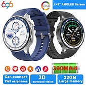 abordables Montres connectées-696 DTWatchX Montre intelligente 1.43 pouce Smartwatch Montre Connectée Bluetooth Podomètre Rappel d&#039;Appel Moniteur de Sommeil Compatible avec Android iOS Femme Hommes Mode Mains-Libres Rappel de