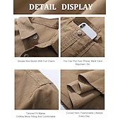 preiswerte Herrenhemd zum Knöpfen-Herren Hemd Knopfhemd Lässiges Hemd Cargo-Shirt Schwarz Marineblau Königliches Blau Orange Grün Kurze Ärmel Glatt Umlegekragen Urlaub Ausgehen Button-Down Bekleidung Stilvoll Moderne zeitgenössische