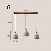 abordables Éclairages pour îlot-Lampe suspendue LED en bois de ciment, source de lumière 3 couleurs, 16/20/50/70 cm, 1/2/3 lumières, luminaire suspendu en béton industriel moderne et élégant, style wabi-sabi japonais, dôme en ciment
