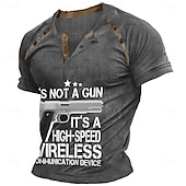 cheap Funny Words-Men&#039;s Graphic Color Block Weapon Henley Shirt Tee Short Sleeve 3D Print Fashion Designer Comfortable Outdoor Casual Daily Summer Black Wine Navy Blue Green Gray Henley Henley T-Shirt