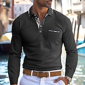 preiswerte Herren Klassisches Polo-Herren Poloshirt Golfhemd Arbeit Casual Kargen Gerippter Polokragen Kurzarm Basic Modern Farbblock Patchwork Taste Frühling Sommer Regular Fit Hellgelb Hellblau Meerblau Violett Rubinrot Aprikose