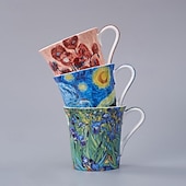 baratos Canecas &amp; Chávenas-Caneca van gogh bone china - xícara de café de cerâmica criativa e artística com famoso design de pintura a óleo - caneca de porcelana em caixa de presente exclusiva para uso doméstico