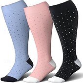 cheap Running Socks-Plus size Compression Socks Athletic Sports Socks Running Socks 1 Pair Color Block Tube Socks Breathable Sweat wicking Comfortable Gym Workout Running Jogging Skateboarding Cycling Sports Dot Nylon