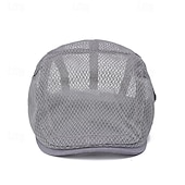 cheap Men&#039;s Hats-Men&#039;s Flat Cap Ascot Hat Newsboy Hat Black White Acrylic Fibers Mesh Fashion Casual Street Daily Plain Adjustable Sunscreen Breathable