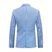 abordables Blazers pour hommes-Homme Remise de diplôme Blazer Affaires Cocktail Fête de mariage Mode Occasionnel Printemps &amp; Automne Polyester Rayures Boutons Avec Poches Confortable Simple Boutonnage veste Rose Claire Bleu Orange