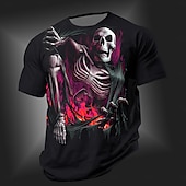cheap Skull &amp; Bone-Men&#039;s Skull T shirt Short Sleeve T shirt 3D Print Crew Neck Shirt Punk Cool Designer Street Daily Sports Red Blue Orange Summer Spring Clothing Apparel S M L XL 2XL 3XL