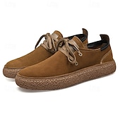 economico Sneakers da uomo-scarpe stringate casual da uomo in pelle scamosciata con suola in iuta ecologica: eleganti derby marroni per il comfort di tutti i giorni