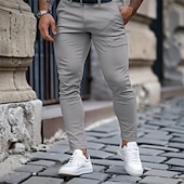 cheap Chinos-Men&#039;s Trousers Chinos Chino Pants Casual Pants Pocket Plain Comfort Breathable Full Length Outdoor Daily Going out Fashion Streetwear Black White Micro-elastic